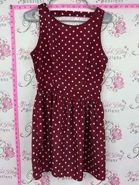 ESTAM dress polka dot Sleeveless Burgundy Polka Dot Mini Dress